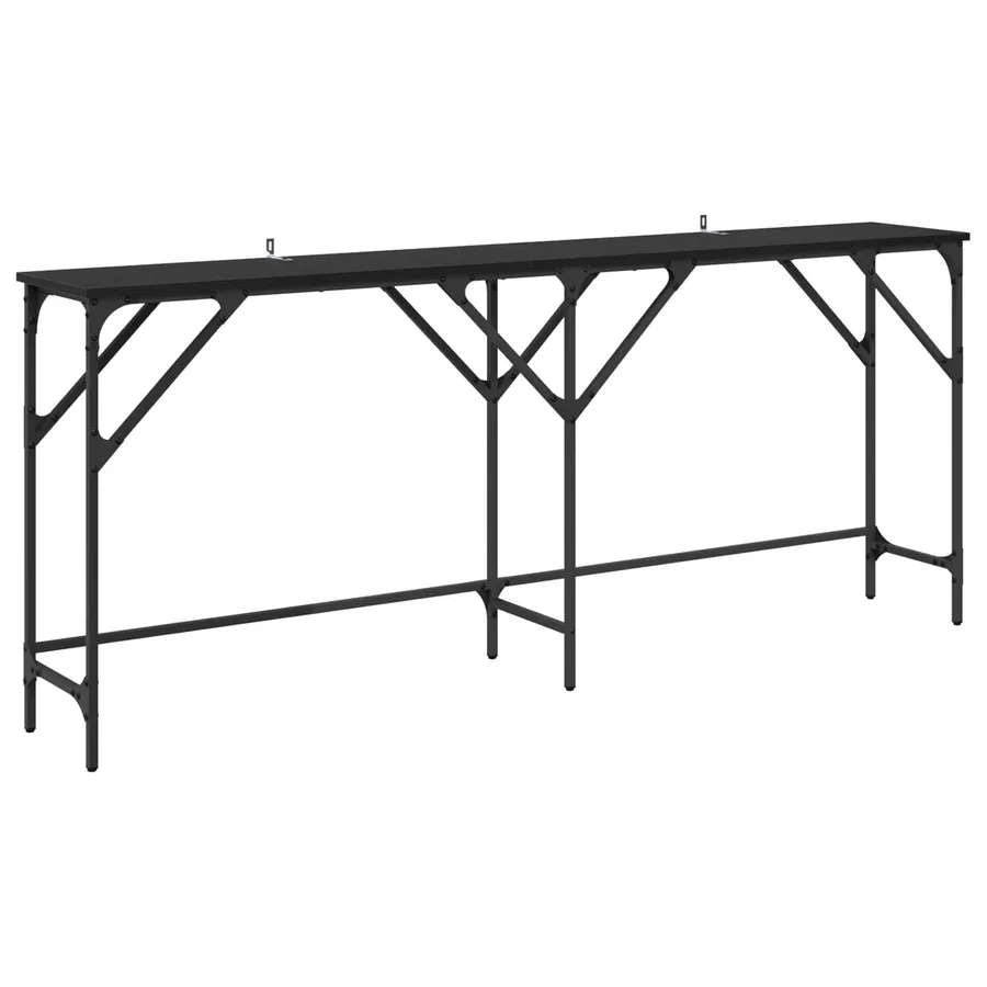 Table console Chêne noir 180 x 30 x 75 cm Bois d'ingénierie - 2