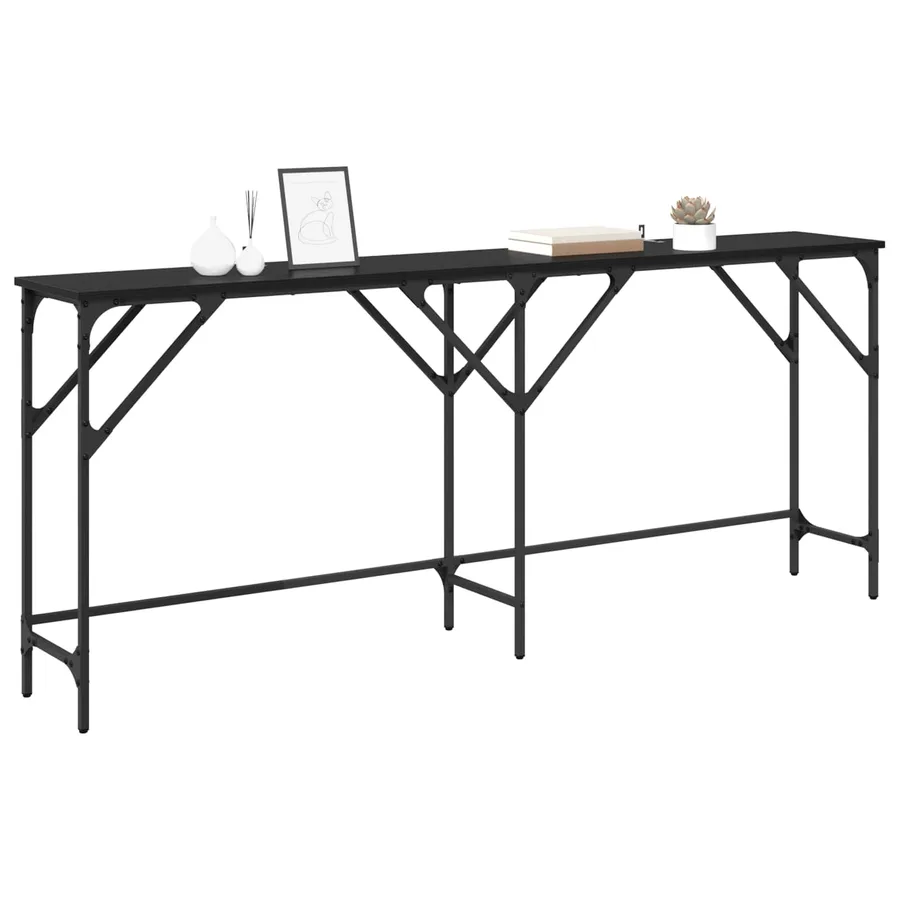 Table console Chêne noir 180 x 30 x 75 cm Bois d'ingénierie - 3