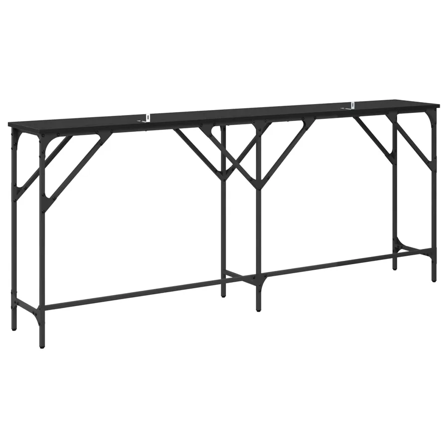 Table console Chêne noir 180 x 30 x 75 cm Bois d'ingénierie - 7