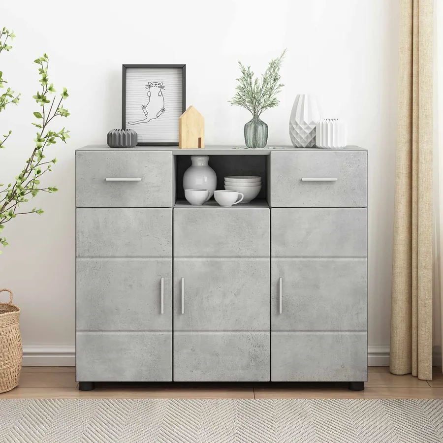 Cabinet en Bois avec tiroir Gris béton 88,5 x 30,5 x 73 cm