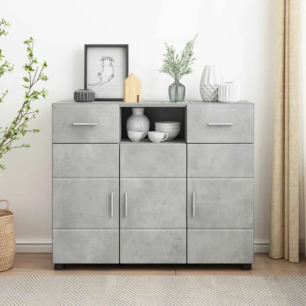 Cabinet en Bois avec tiroir Gris béton 88,5 x 30,5 x 73 cm