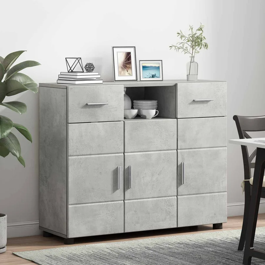 Cabinet en Bois avec tiroir Gris béton 88,5 x 30,5 x 73 cm - 4