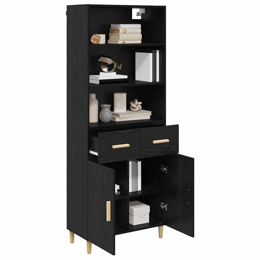 Haut Armoire Chêne noir 69,5 x 32,5 x 180 cm Bois d'ingénierie - 3