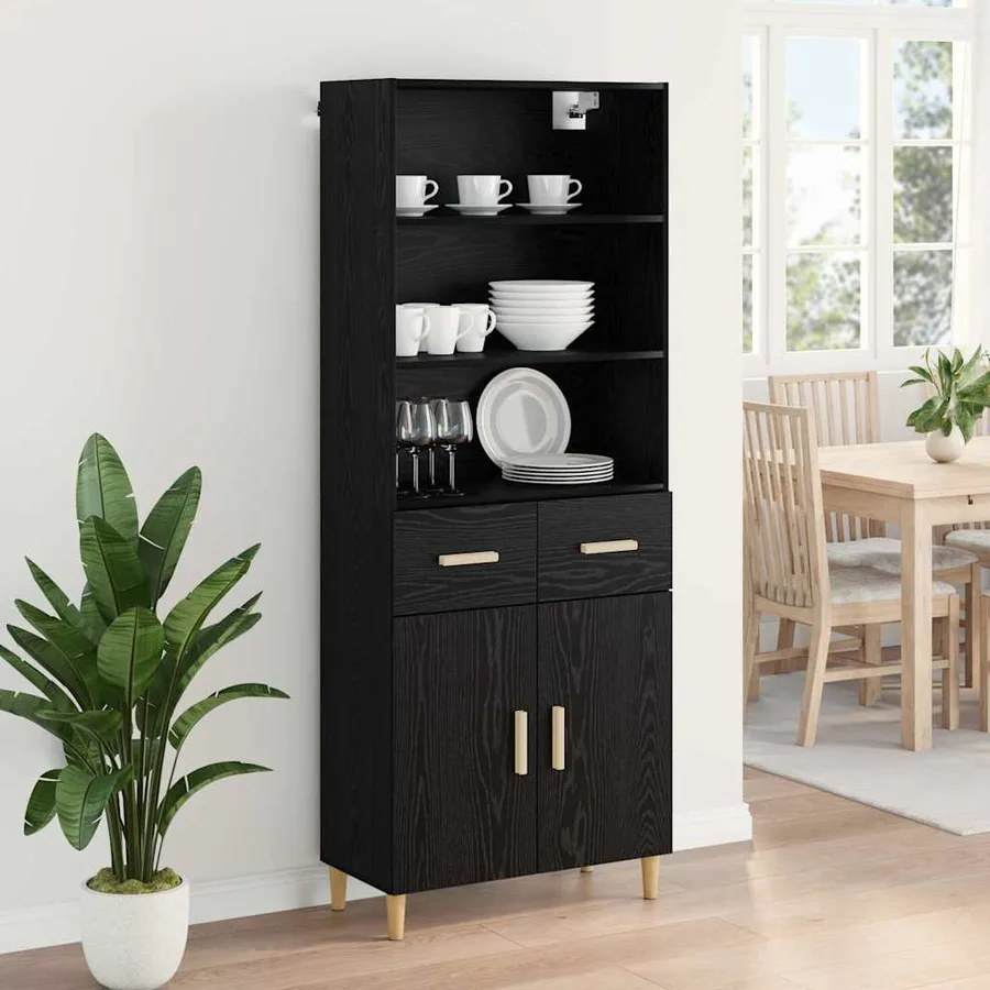 Haut Armoire Chêne noir 69,5 x 32,5 x 180 cm Bois d'ingénierie - 4