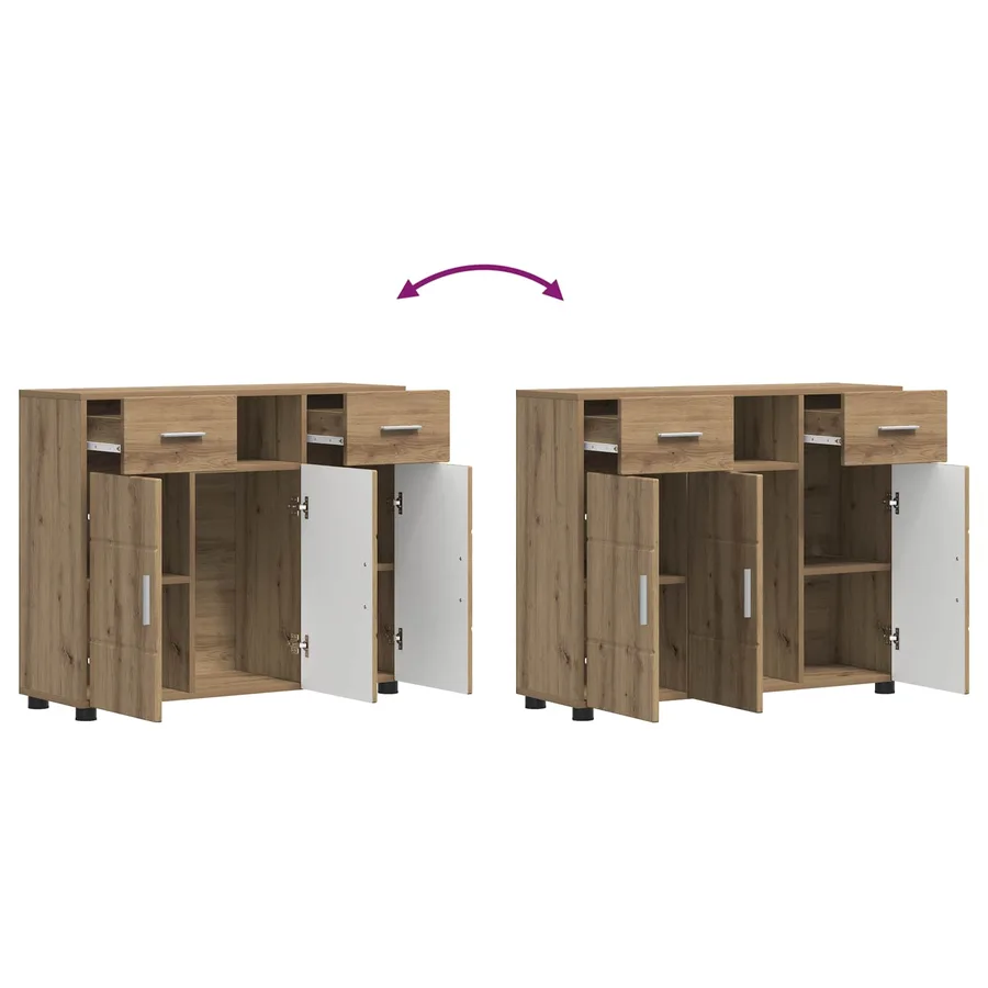 Cabinet en Bois Chêne artisanal Bois d'ingénierie - 11