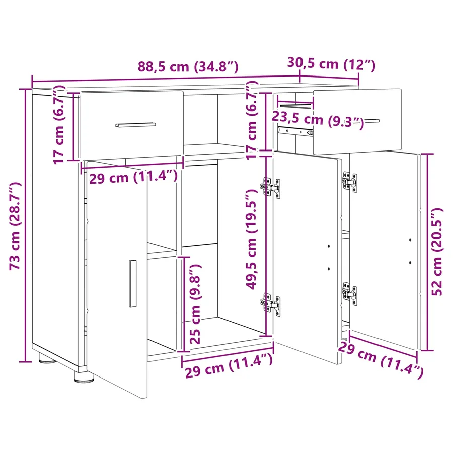 Cabinet en Bois Chêne artisanal Bois d'ingénierie - 15