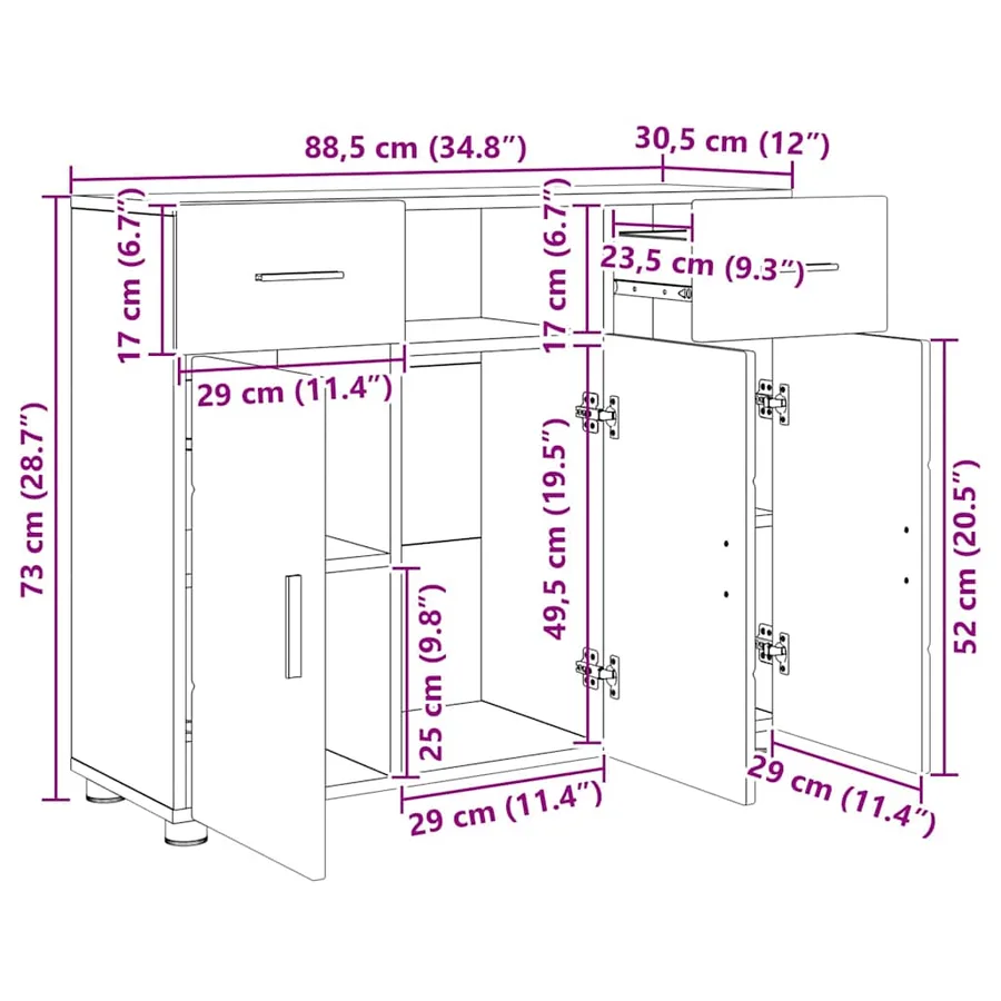 Cabinet en Bois Chêne artisanal Bois d'ingénierie - 16