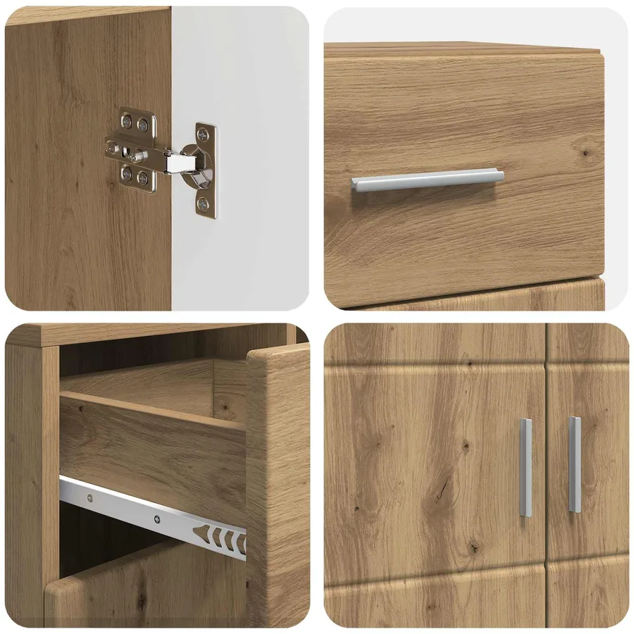 Cabinet en Bois Chêne artisanal Bois d'ingénierie - 9