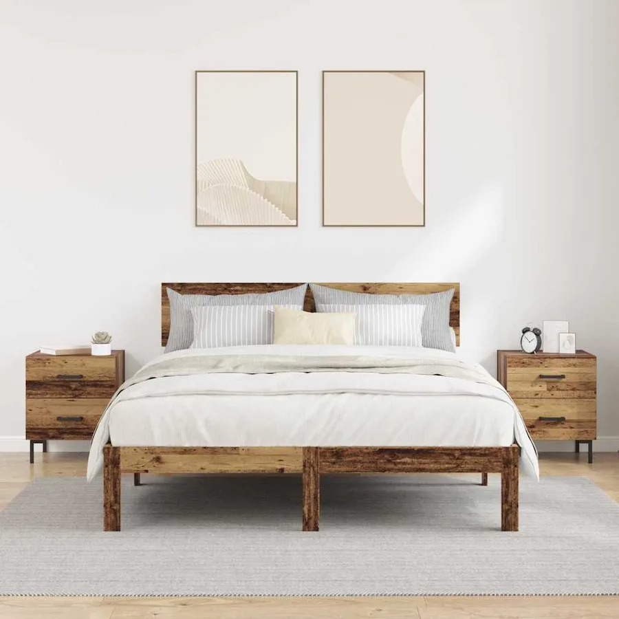 Cabinet de chevet 2 pcs Bois ancien 40 x 35 x 47,5 cm - 4
