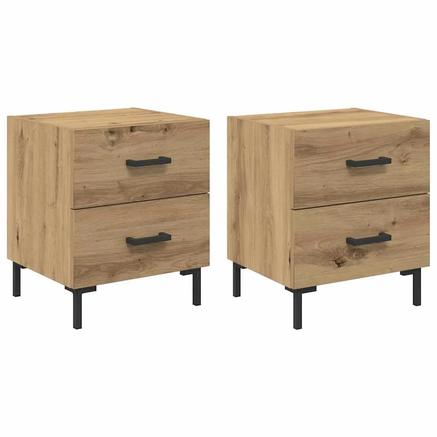 Cabinet de chevet 2 pc Chêne artisanal 40 x 35 x 47,5 cm - 2