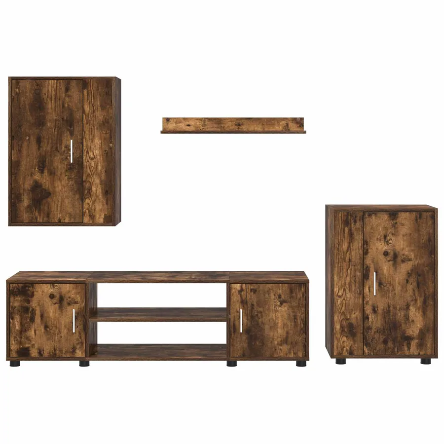 Ensemble meuble TV Chêne Fumé Bois d'ingénierie - 9