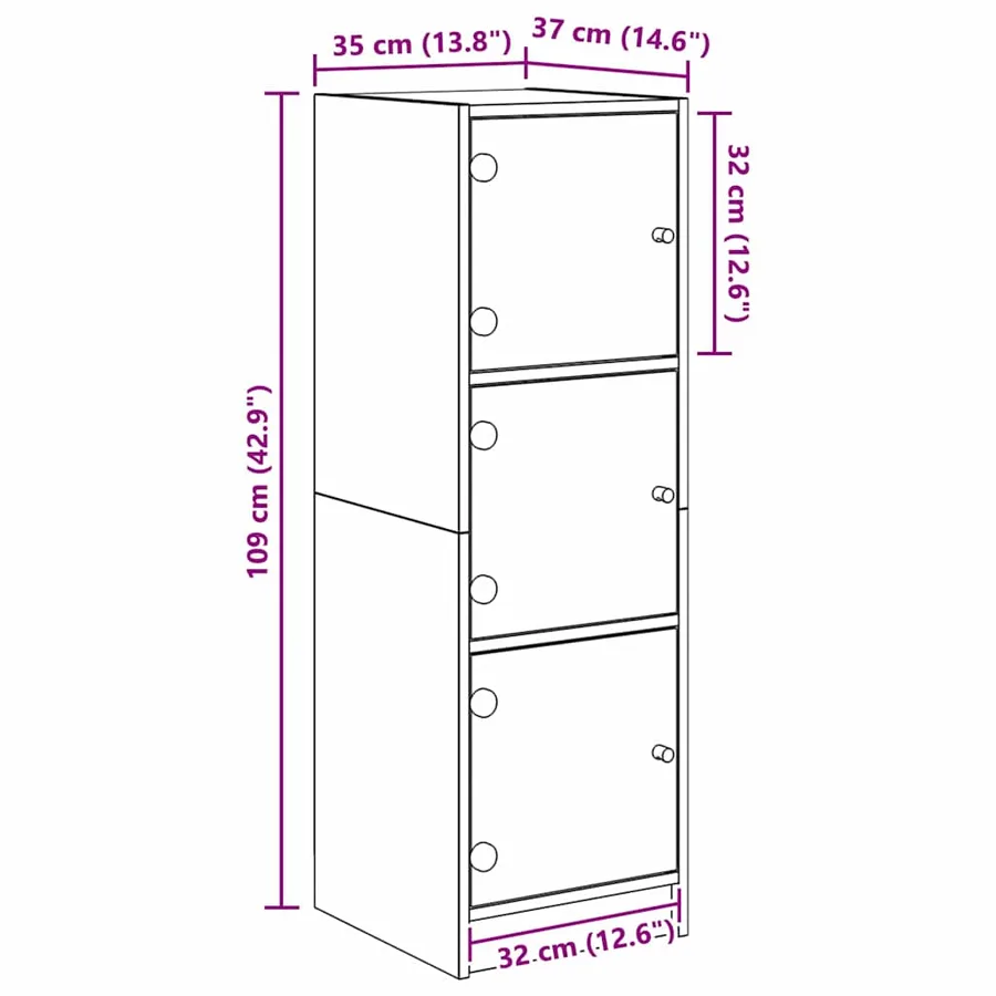 Haut Armoire Chêne noir 35 x 37 x 109 cm Bois d'ingénierie - 12