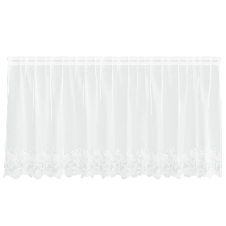 Rideau en Dentelle Floral Blanc 120 x 300 cm Polyester - 2