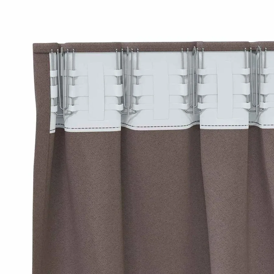 Rideaux occultants avec anneaux 2 pcs Marron foncé 225 x 140 cm - 5