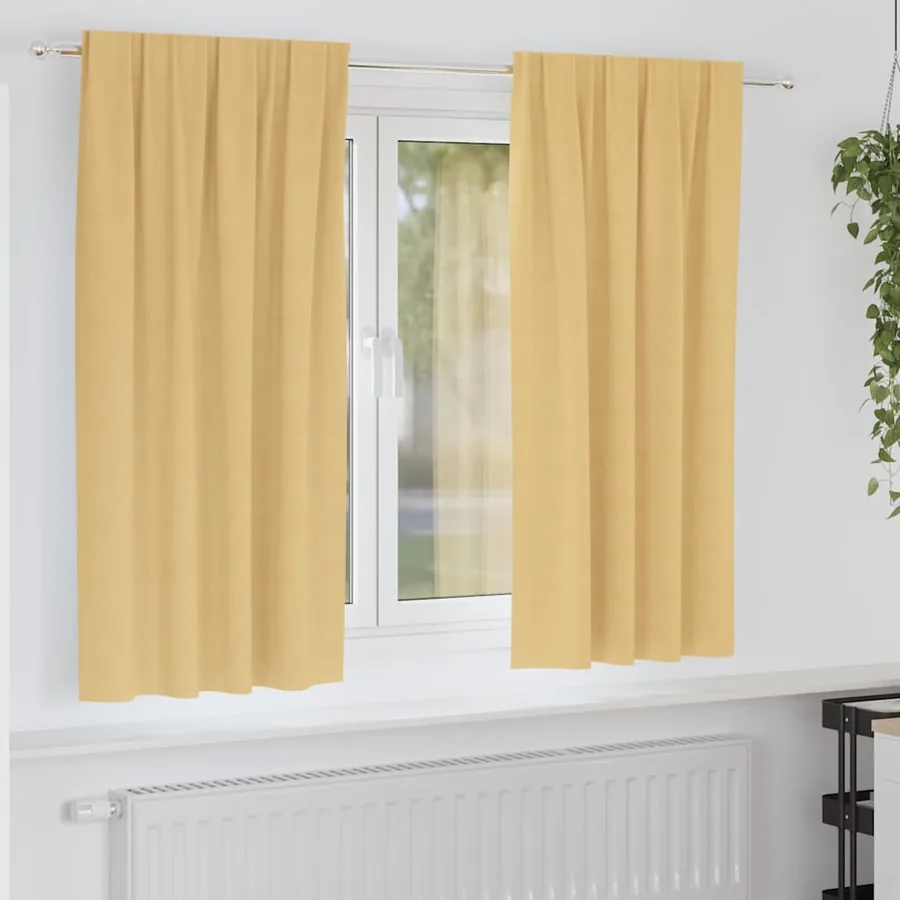 Rideaux occultants avec anneaux 2 pcs Beige 175 x 140 cm