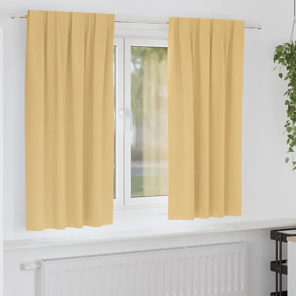 Rideaux occultants avec anneaux 2 pcs Beige 175 x 140 cm