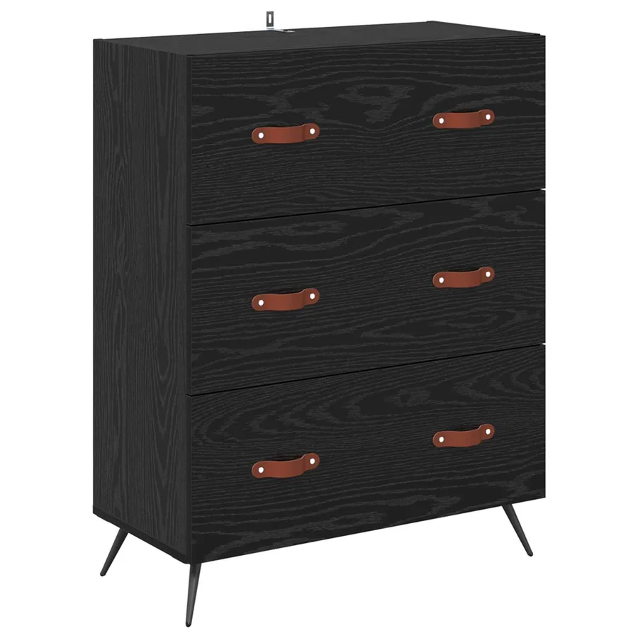 Commode Chêne Noir 69,5 x 34 x 90 cm Bois d’ingénierie - 2