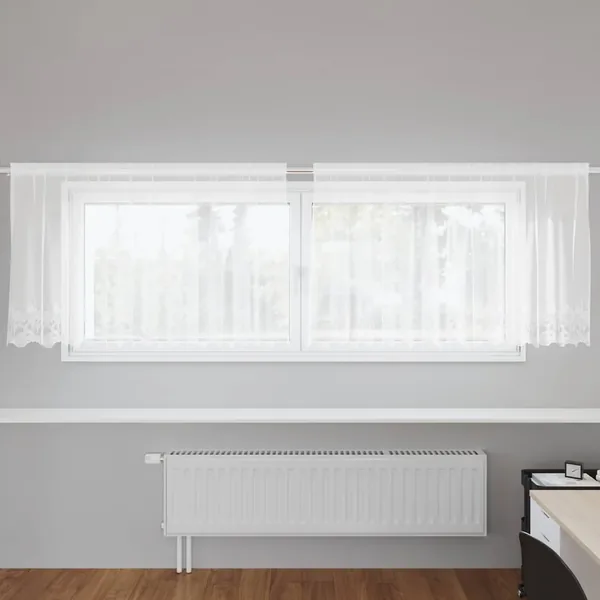 Rideau en Dentelle avec des rideaux Blanc 80 x 300 cm Polyester