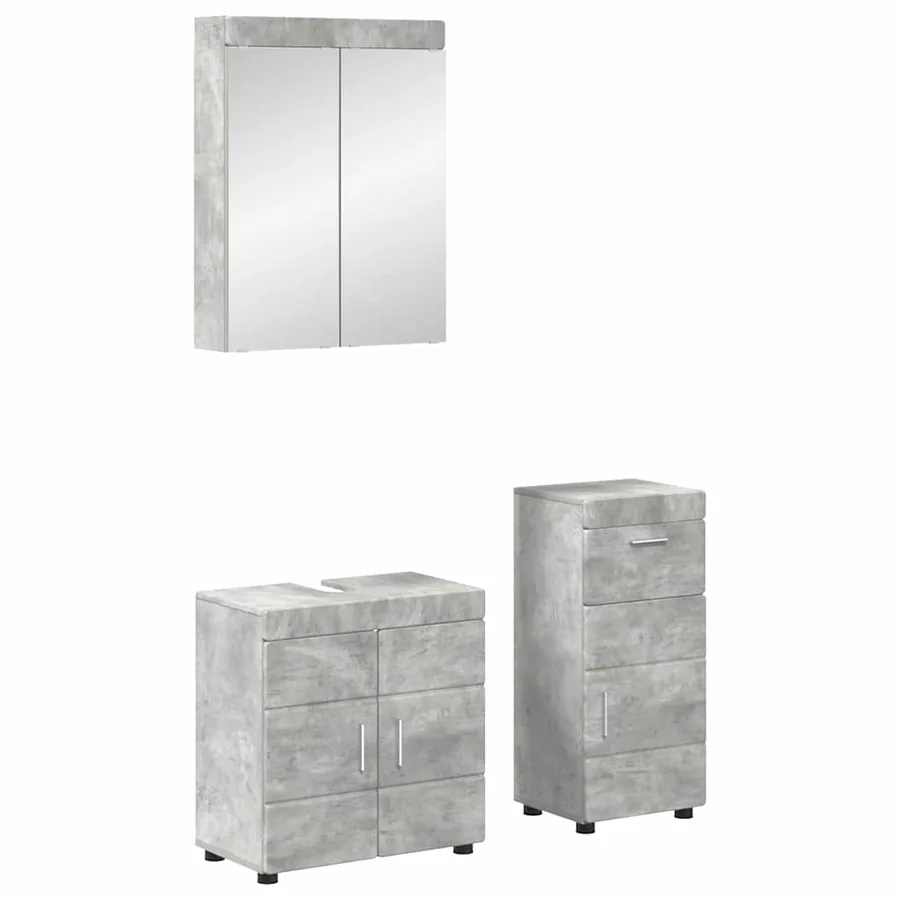 Ensemble de mobilier de salle de bain TULUM 3 pcs Gris béton