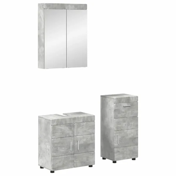 Ensemble de mobilier de salle de bain TULUM 3 pcs Gris béton