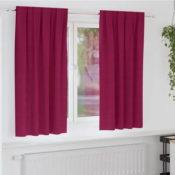 Rideaux occultants avec anneaux 2 pcs Bordeaux 175 x 140 cm