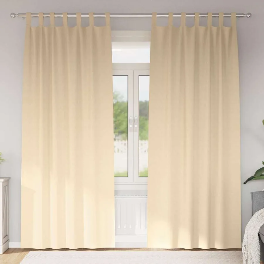 Rideaux occultants avec anneaux 2 pcs Crème 245 x 140 cm