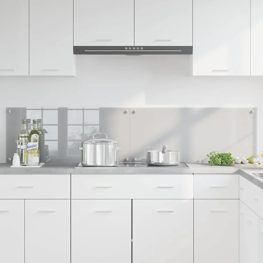 Crédence de cuisine 2 pcs Gris clair 90 x 40 cm verre trempé - 3