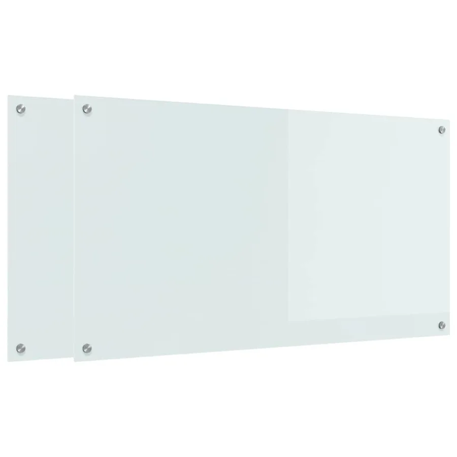 Crédence de cuisine 2 pcs Blanc 110 x 60 cm verre trempé - 2