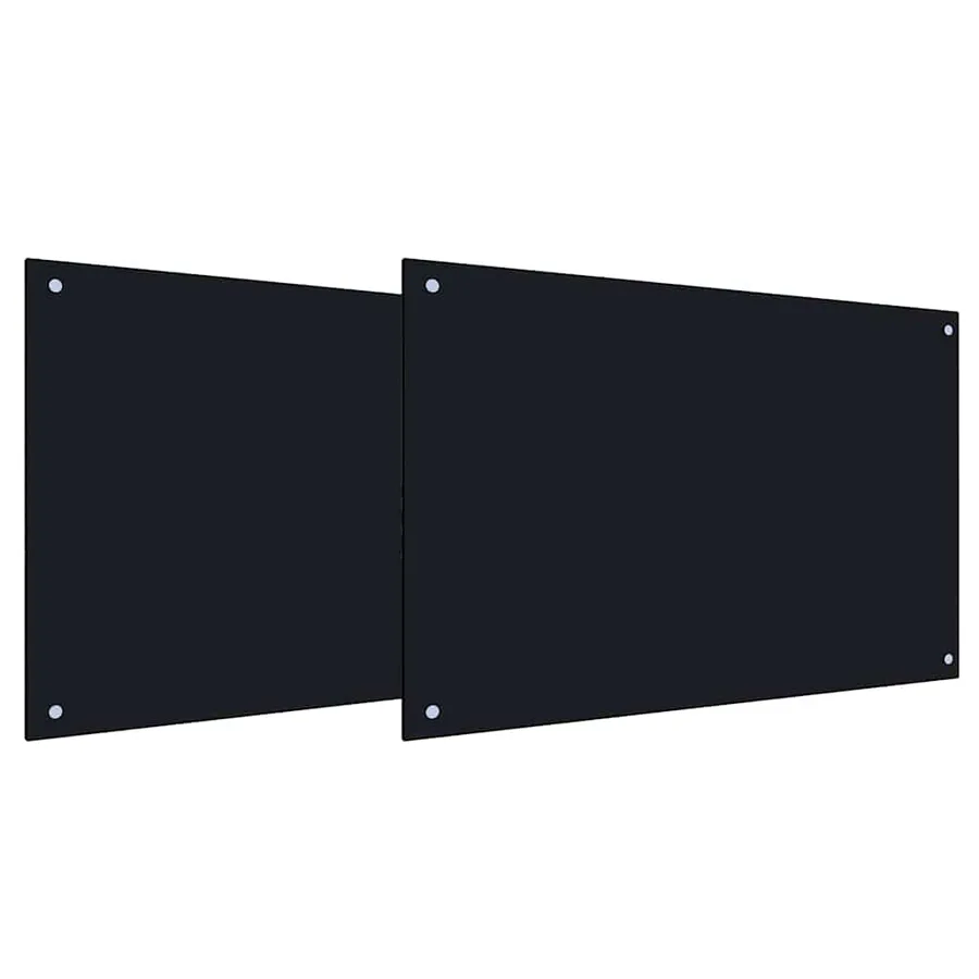 Crédence de cuisine 2 pcs Noir 90 x 50 cm verre trempé - 2