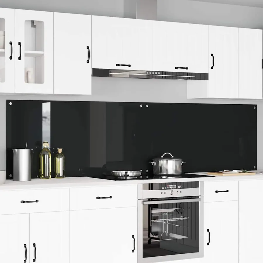 Crédence de cuisine 2 pcs Noir 120 x 60 cm verre trempé