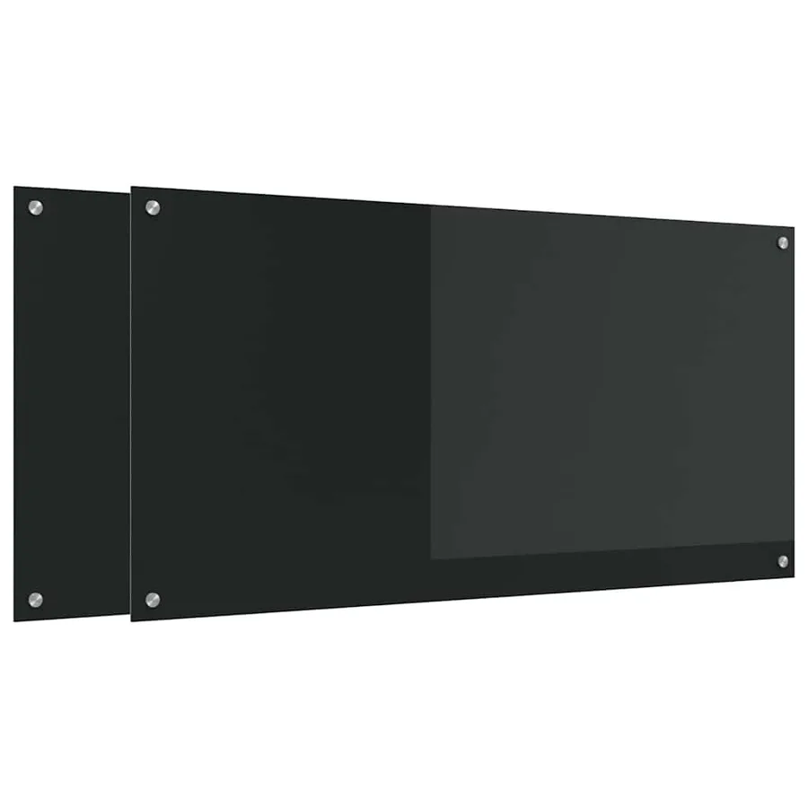 Crédence de cuisine 2 pcs Noir 120 x 60 cm verre trempé - 2