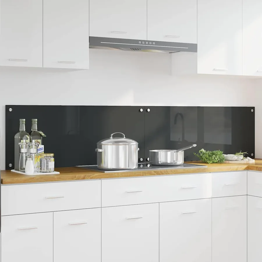Crédence de cuisine 2 pcs Gris foncé 100 x 40 cm verre trempé