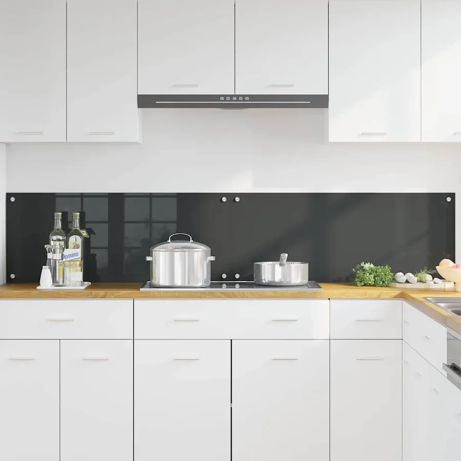 Crédence de cuisine 2 pcs Gris foncé 100 x 40 cm verre trempé - 3