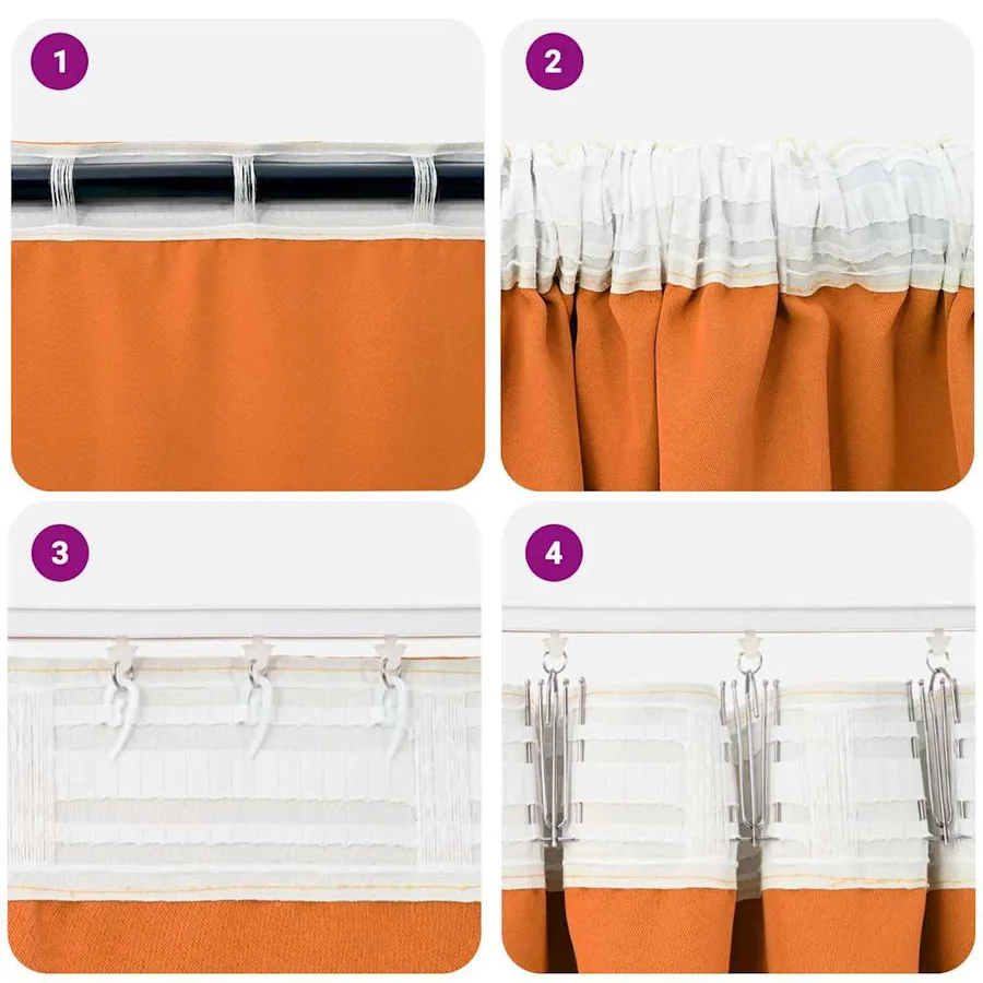 Rideaux occultants avec anneaux 2 pcs Orange 175 x 140 cm - 7