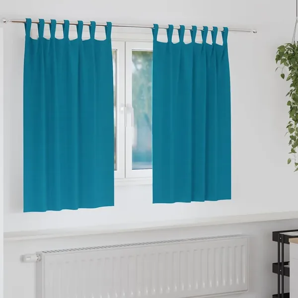 Rideaux occultants avec anneaux 2 pcs Turquoise 140 x 140 cm