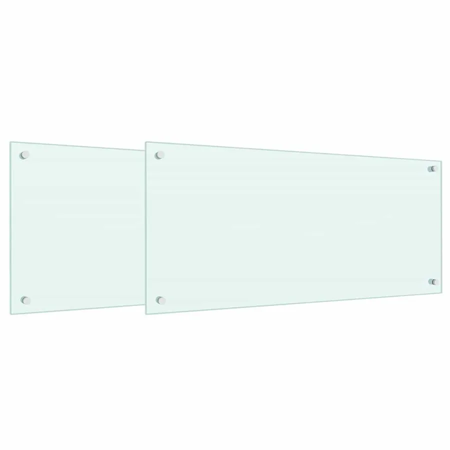 Crédence de cuisine 2 pcs Blanc 90 x 40 cm verre trempé - 2