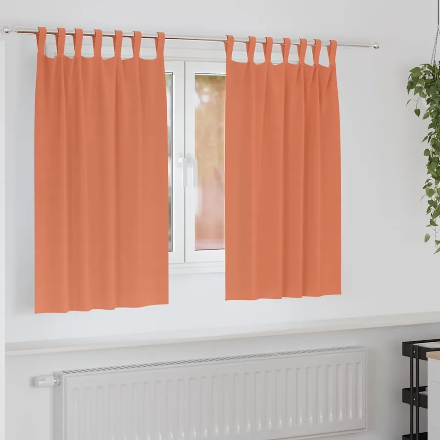 Rideaux occultants avec anneaux 2 pcs Couleur terre cuite