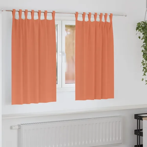 Rideaux occultants avec anneaux 2 pcs Couleur terre cuite