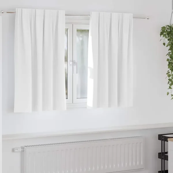 Rideaux occultants avec anneaux 2 pcs Blanc lumineux