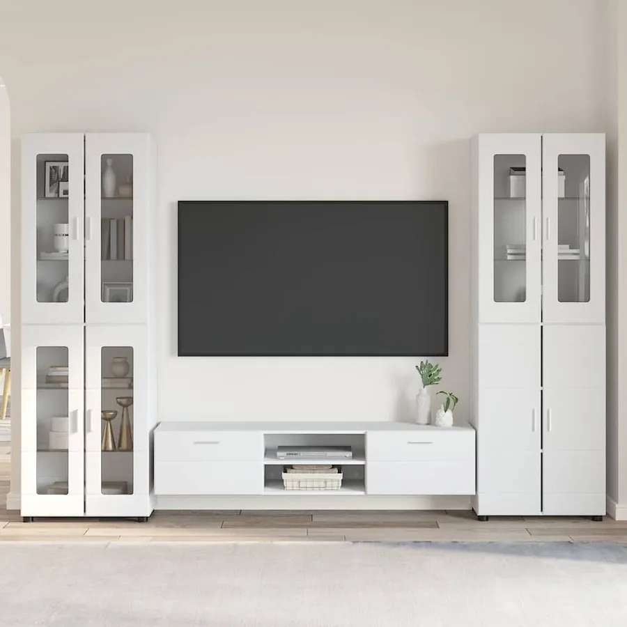 Ensemble meuble TV FLORIN 3 pcs Blanc Bois d'ingénierie