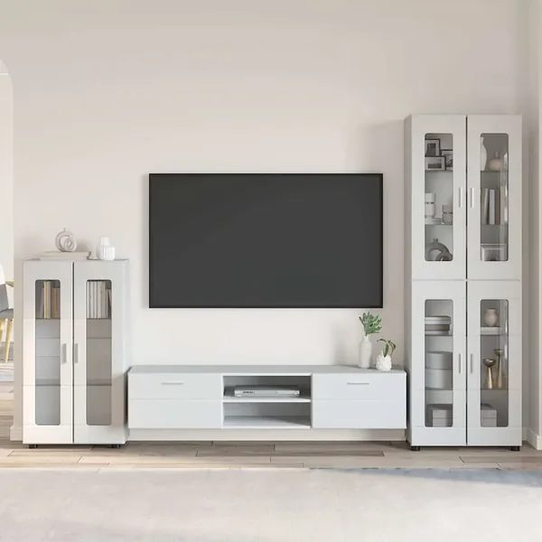 Ensemble meuble TV FLORIN 3 pcs Blanc Bois d'ingénierie