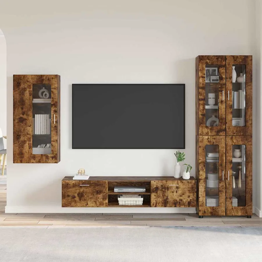 Ensemble meuble TV FLORIN 3 pcs Chêne fumé Bois d'ingénierie