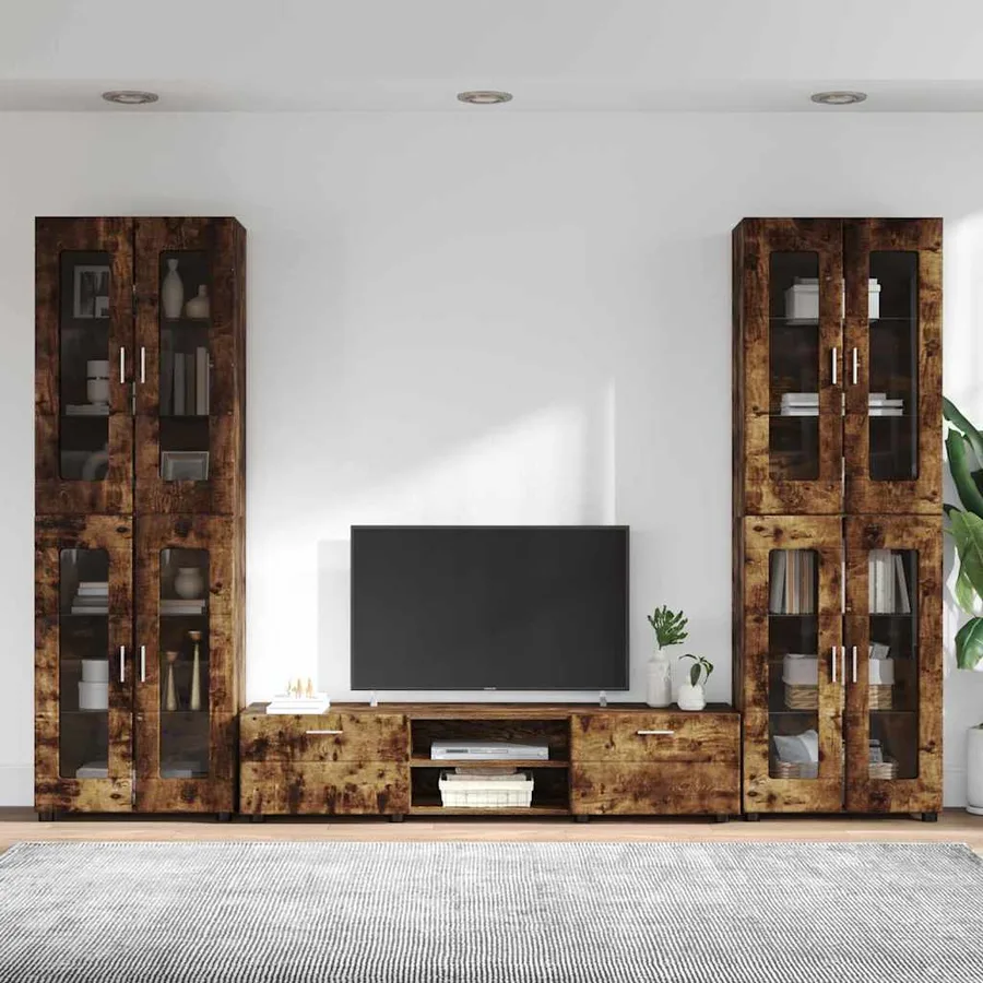 Ensemble meuble TV FLORIN 3 pcs Chêne fumé Bois d'ingénierie - 4