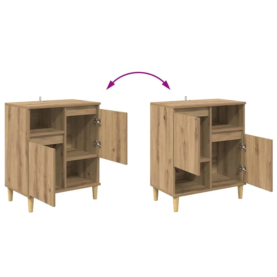 Buffets 3 pcs Chêne artisanal 60 x 35 x 70 cm Bois d'ingénierie - 10
