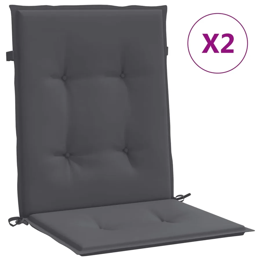 Coussins de chaise de jardin à dossier bas lot de 2 anthracite - 2