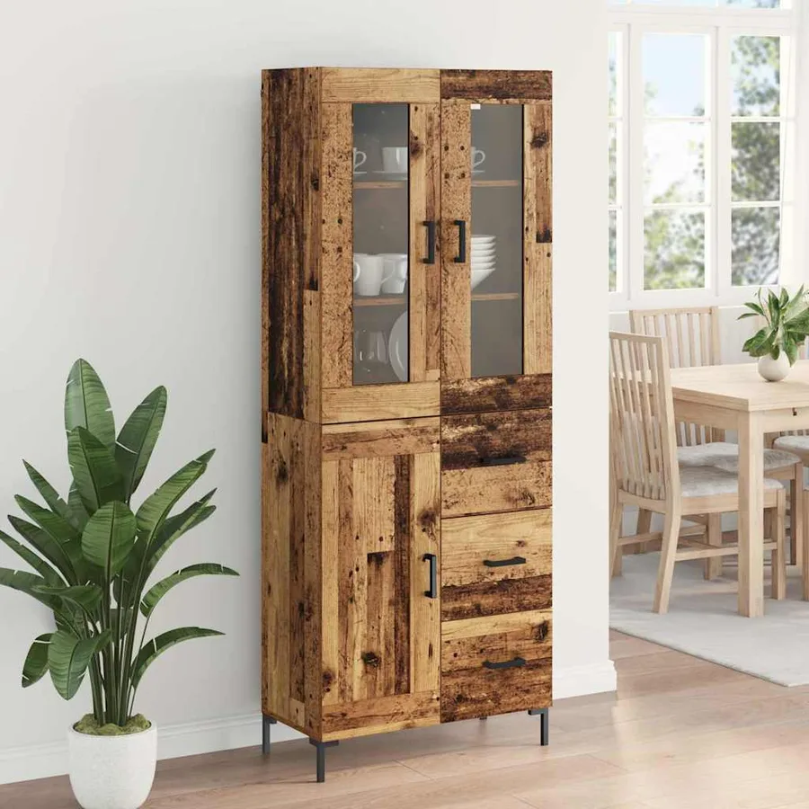 Haut Armoire avec tiroir 2 pcs Bois ancien Bois d'ingénierie - 4