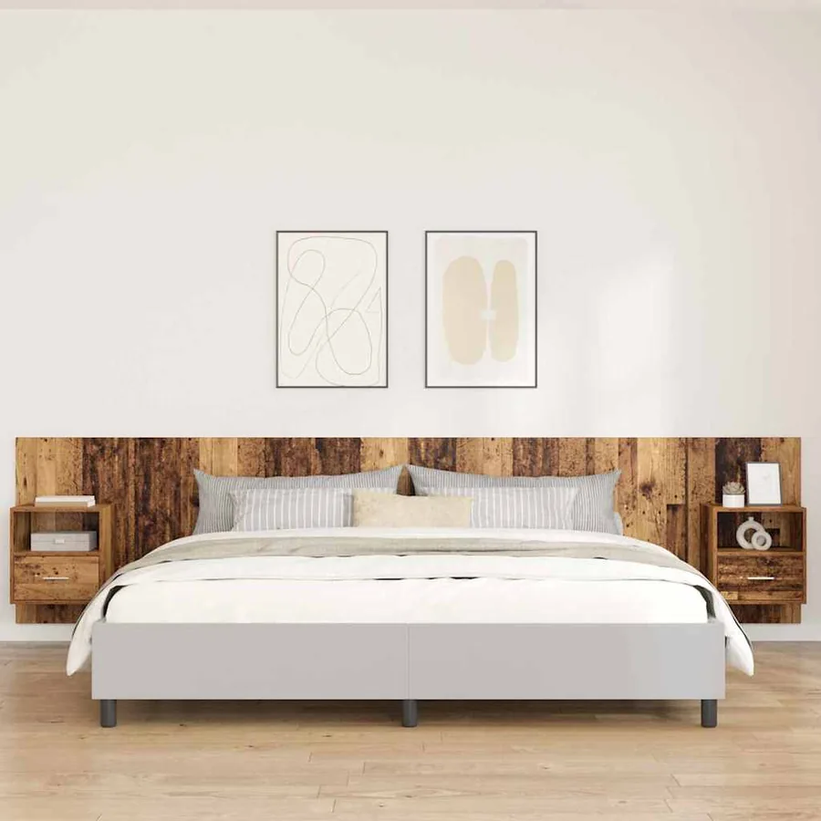 Tête de lit avec armoire 3 pcs Bois Ancien Bois d'ingénierie