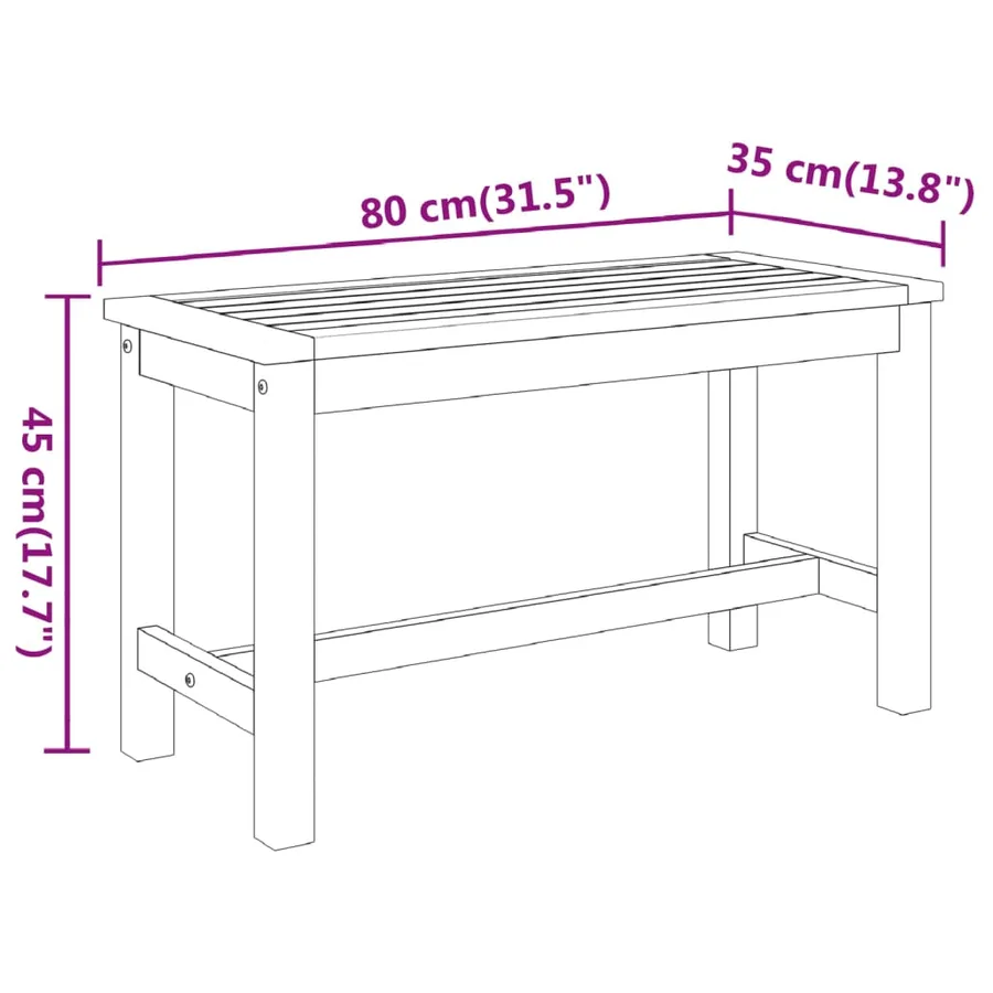 Banc de jardin 80x35x45 cm bois massif d'acacia - 7