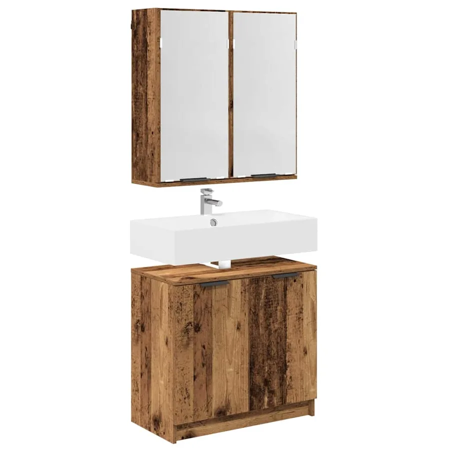 Ensemble de Meubles de Salle de Bain avec étagère Bois Ancien - 3