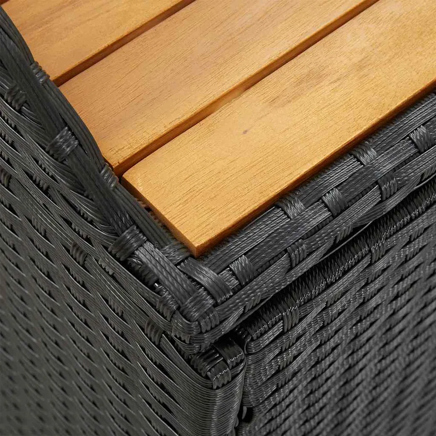 Banc de rangement de jardin 120 cm Résine tressée Noir - 10
